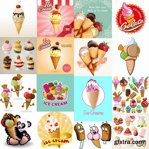 Collection of vector images of different ice cream 25 Eps