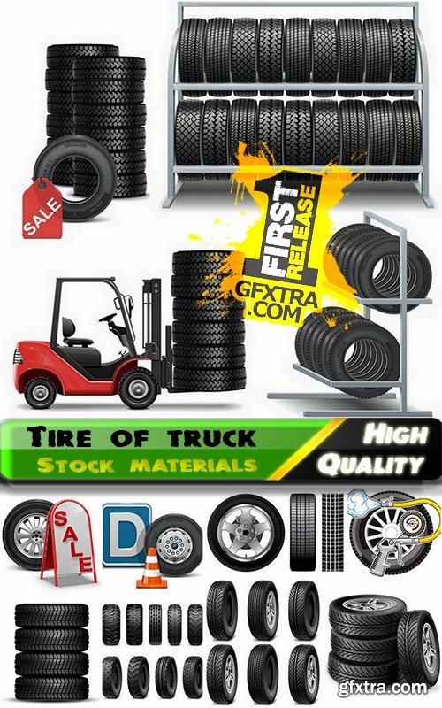 Tire of truck and traces of the tread wheels - 25 Eps