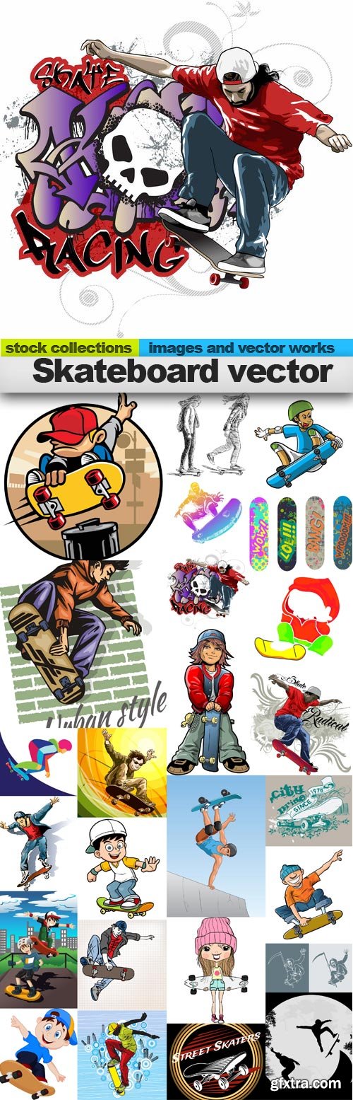 Skateboard vector,25 x EPS