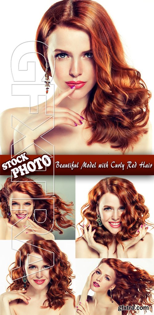 Stock Photo - Beautiful Model with Curly Red Hair