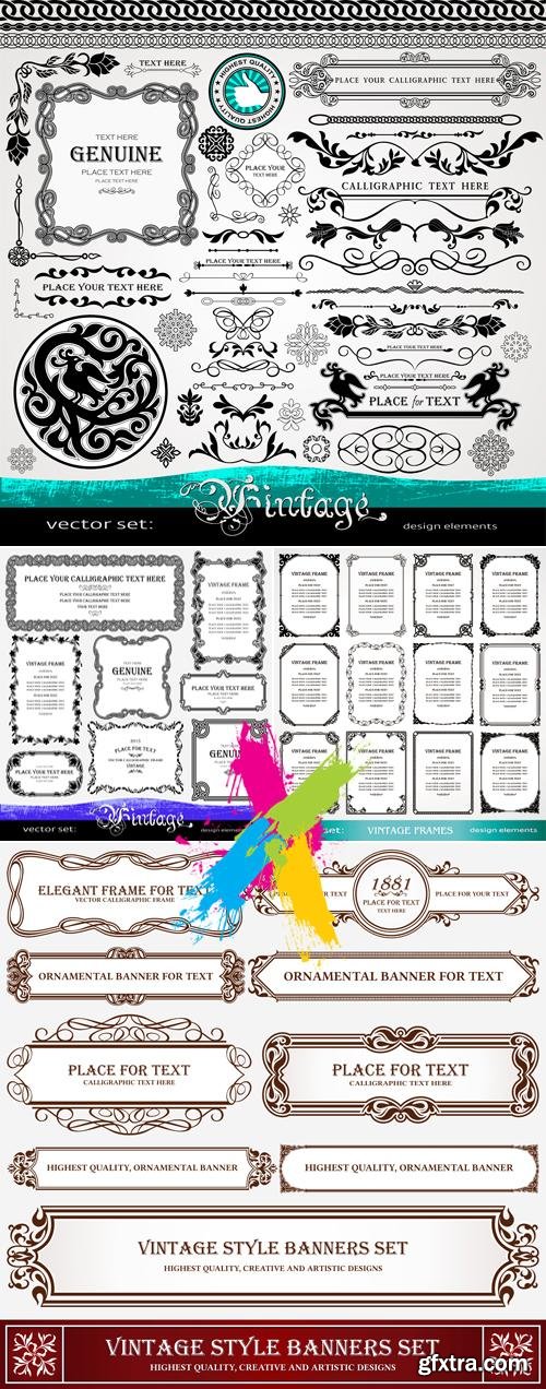 Vintage Frames, Banners, Design Elements Vector
