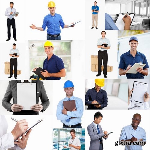People of different profession and business man with clipboard - 25 HQ Jpg