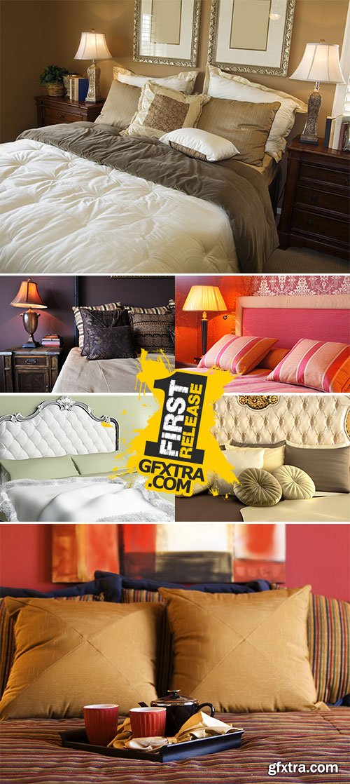 Stock Photo Nice Bed in typical contemporary setting
