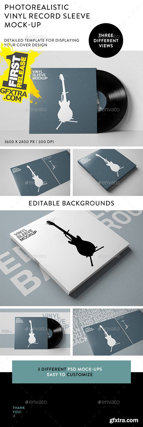 Graphicriver - Vinyl Record Sleeve Mockup 10003476