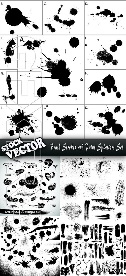 Stock Vector - Brush Strokes and Paint Splatters Set