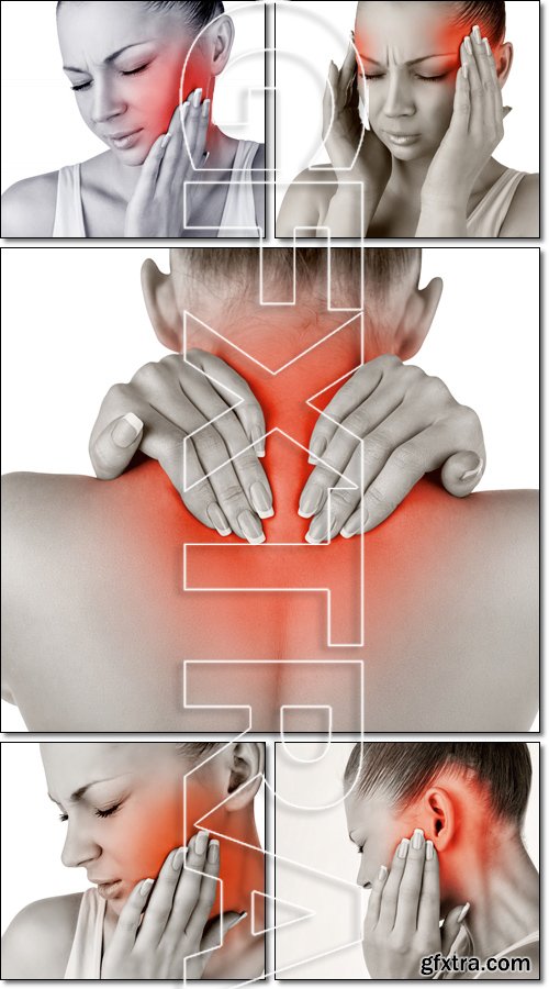 Pain: Headache, Back pains, Toothache, Earache, - Stock photo