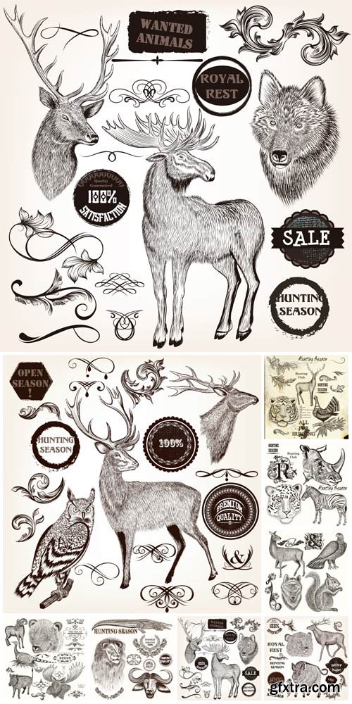 Animals, vector elements, birds Animals, vector elements, birds
