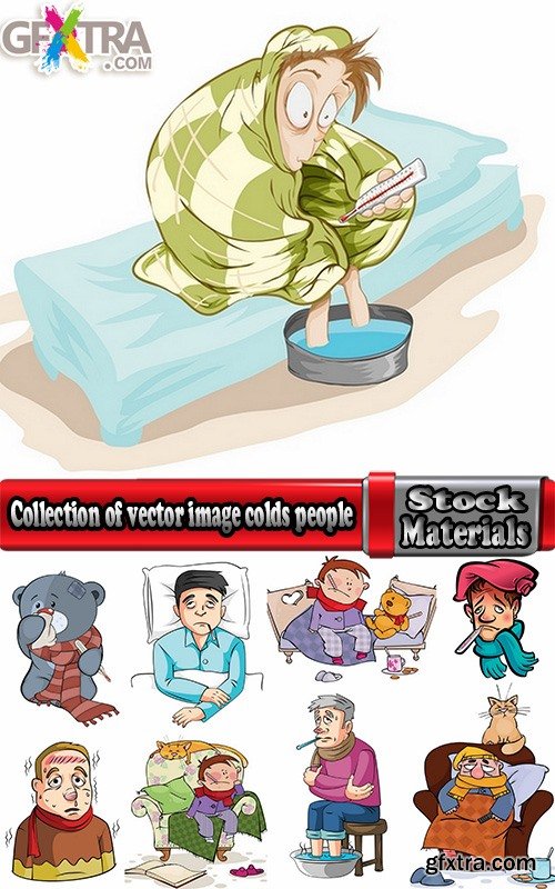 Collection of vector image colds people 25 Eps