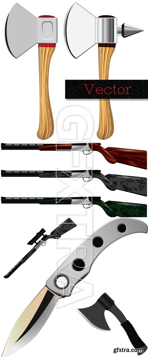 The gun, axe and knife in Vector The gun, axe and knife in Vector