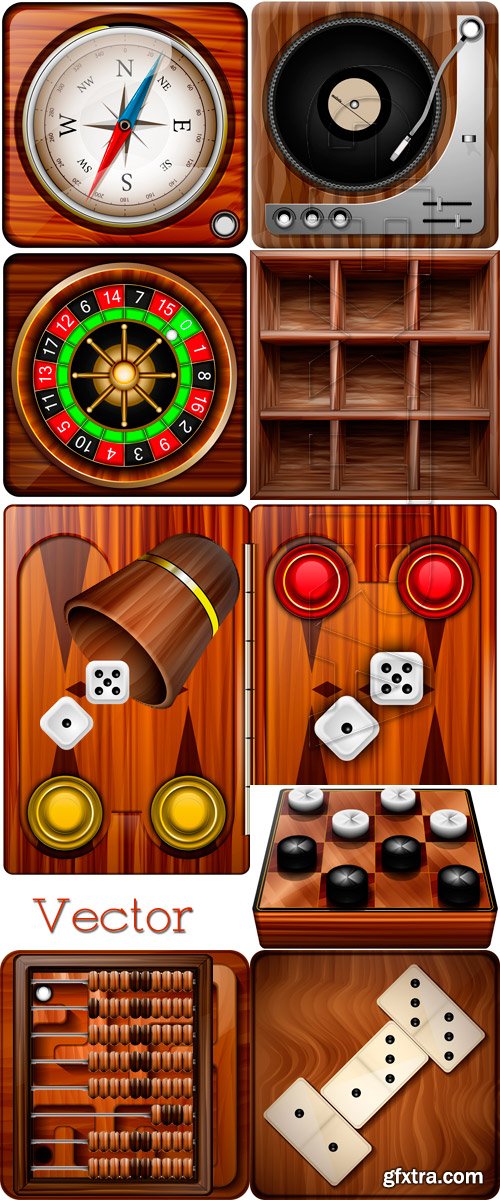 Backgammon, chess and dominoes in Vector Backgammon, chess and dominoes in Vector