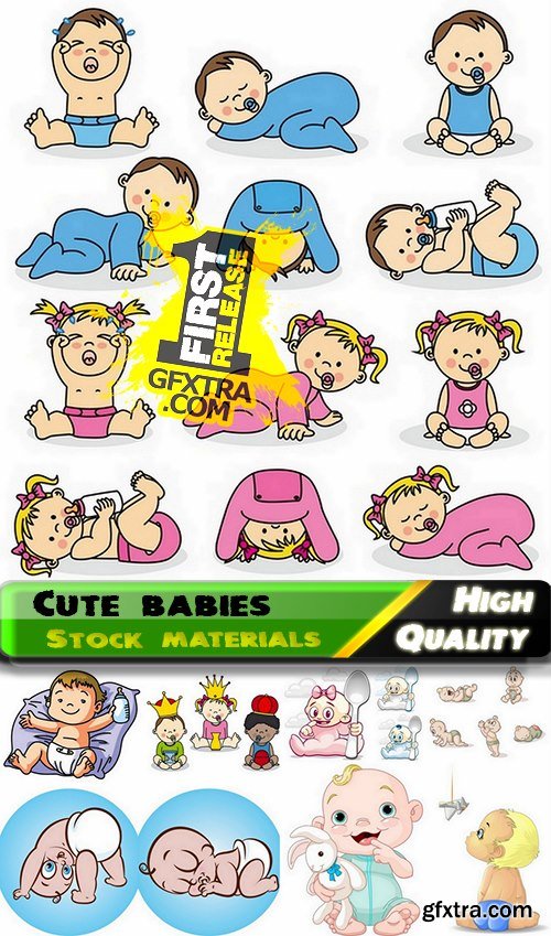 Cute and happy babies in different poses - 25 Eps