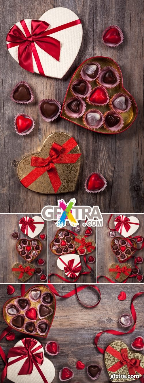 Stock Photo - Valentine\'s Day Sweets on Wooden Background
