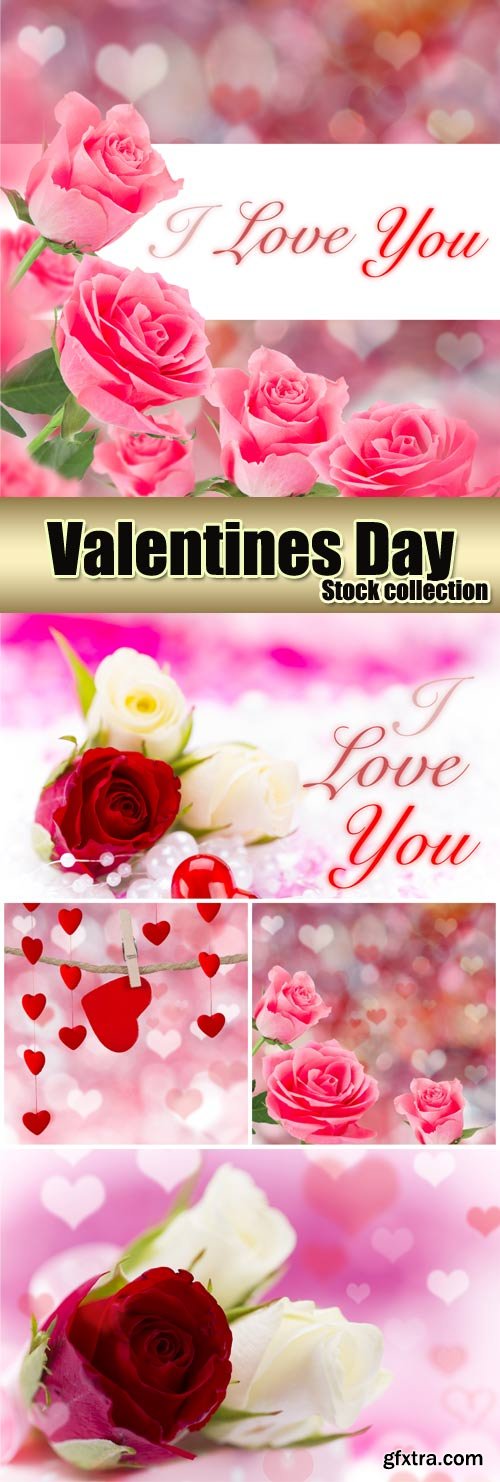 Romantic background with pink roses and hearts - stock photos Romantic background with pink roses and hearts - stock photos