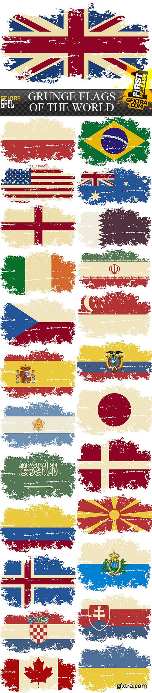 Grunge Flags of the World, 25xEPS