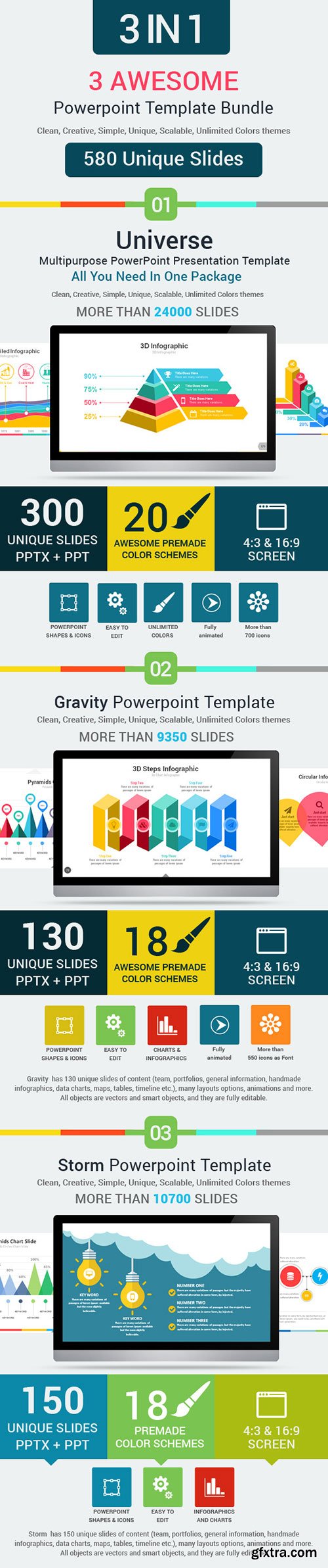 GraphicRiver - 3 Awesome Powerpoint Template Bundle