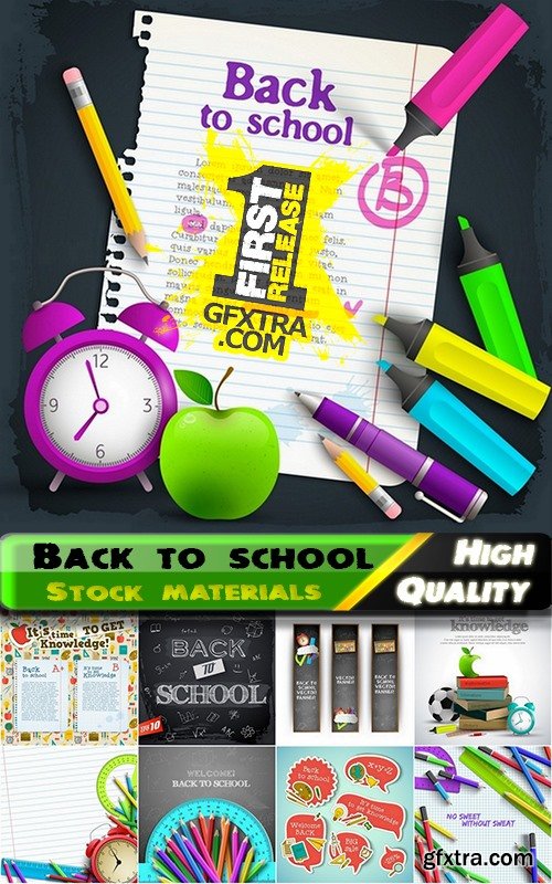 Back to school backgrounds and stationery elements 2 - 25 Eps