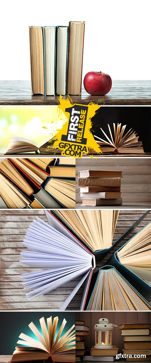 Stock Photo Open book with light over dark background