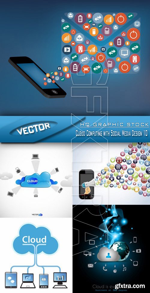 Stock Vector - Cloud Computing with Social Media Design 10