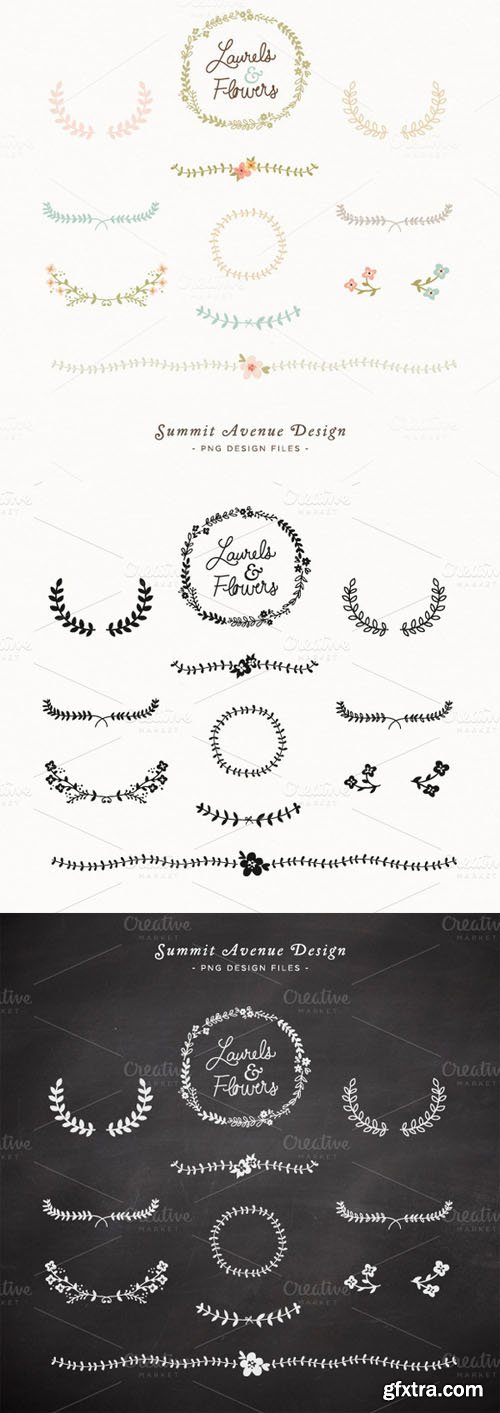 Laurel and Flowers design elements - CM 5068 Laurel and Flowers design elements - CM 5068