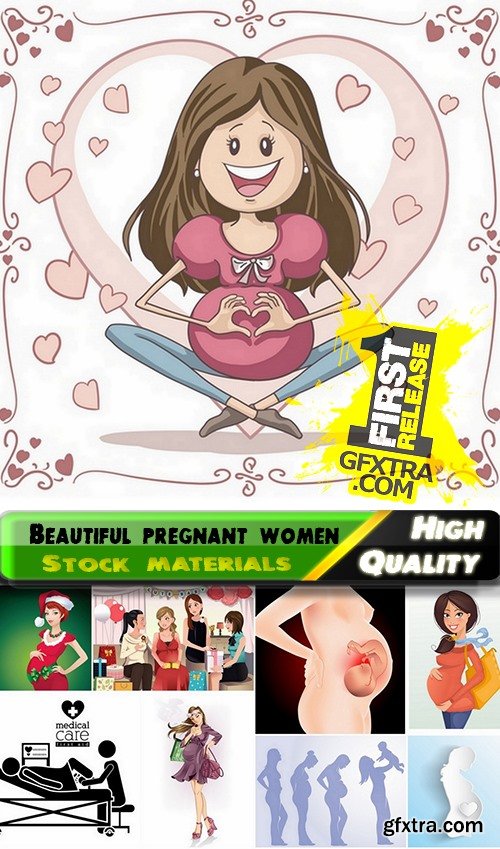 Beautiful pregnant women in vector from stock - 25 Eps