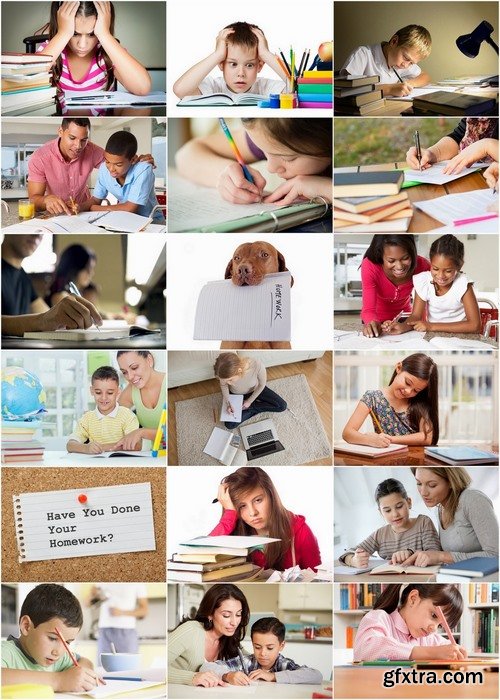 Pupils and students are learning and doing homework - 25 HQ Jpg