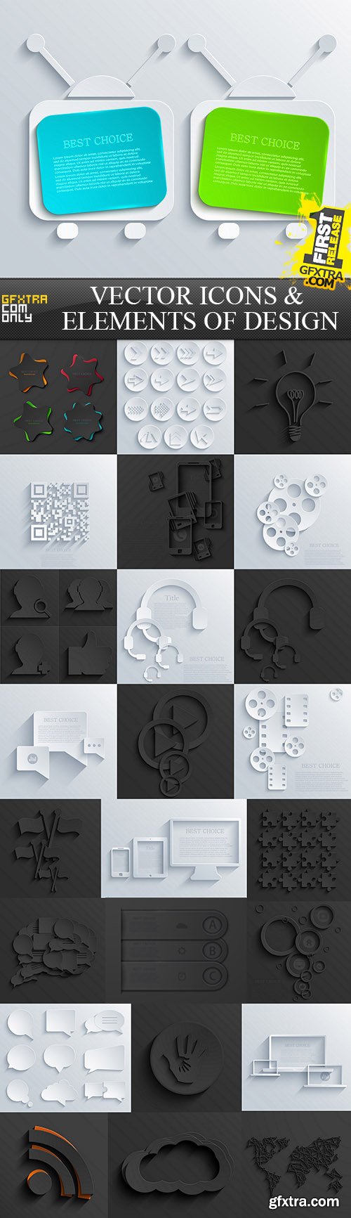 Vector Icons and Elements of Design, 25xEPS