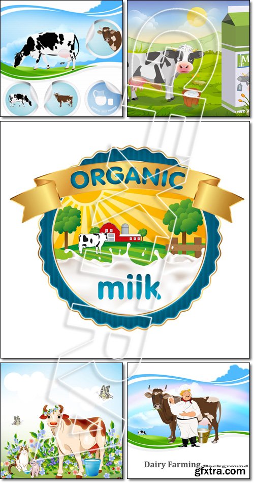 Cow. Farming dairy product. Fresh milk - Vector