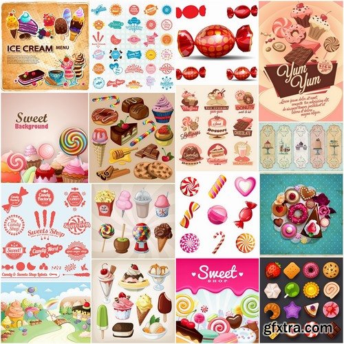 Tasty cakes and sweets in vector from stock - 25 Eps