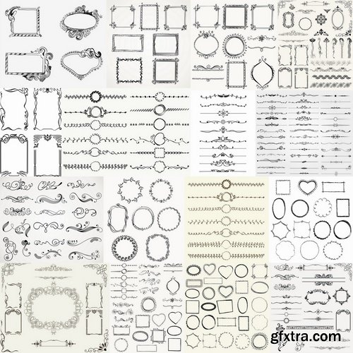 Calligraphic design elements for page decorations #21 - 25 Eps