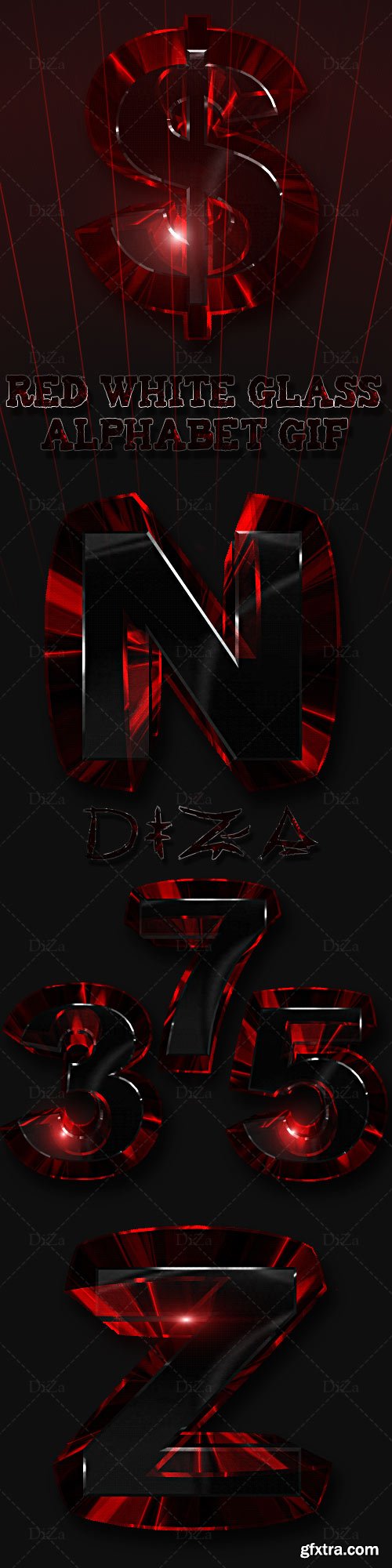 Red white glass alphabet GIF Red white glass alphabet GIF