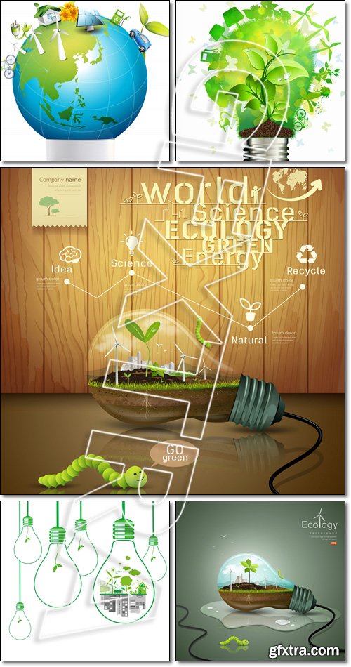 Light bulb ecology concept design background - Vector