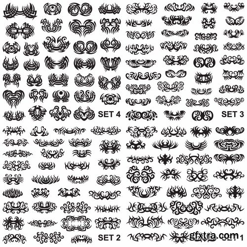 Set of different tattoos in vector from stock - 25 Eps