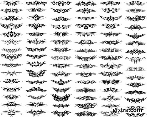 Set of different tattoos in vector from stock - 25 Eps