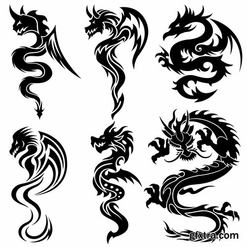 Set of different tattoos in vector from stock - 25 Eps