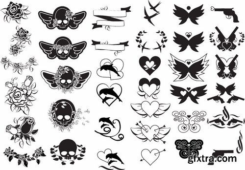 Set of different tattoos in vector from stock - 25 Eps