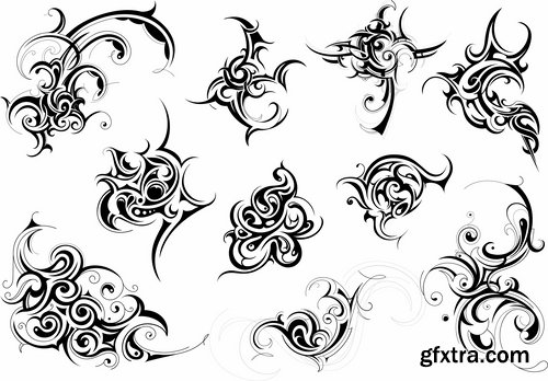Set of different tattoos in vector from stock - 25 Eps