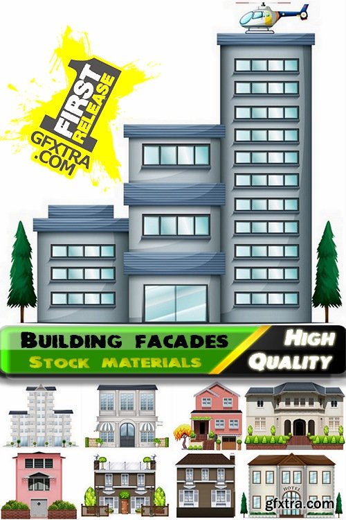 Various cartoon building facades and exterior design - 25 Eps