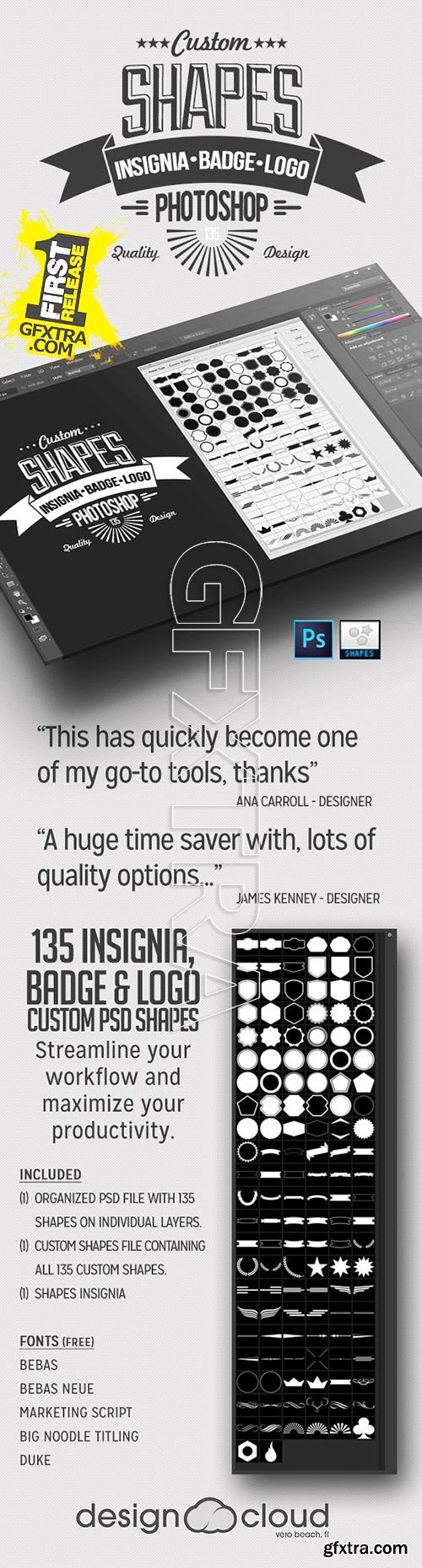Graphicriver - 135 Insignia, Badge and Logo Custom PSD Shapes 6747588
