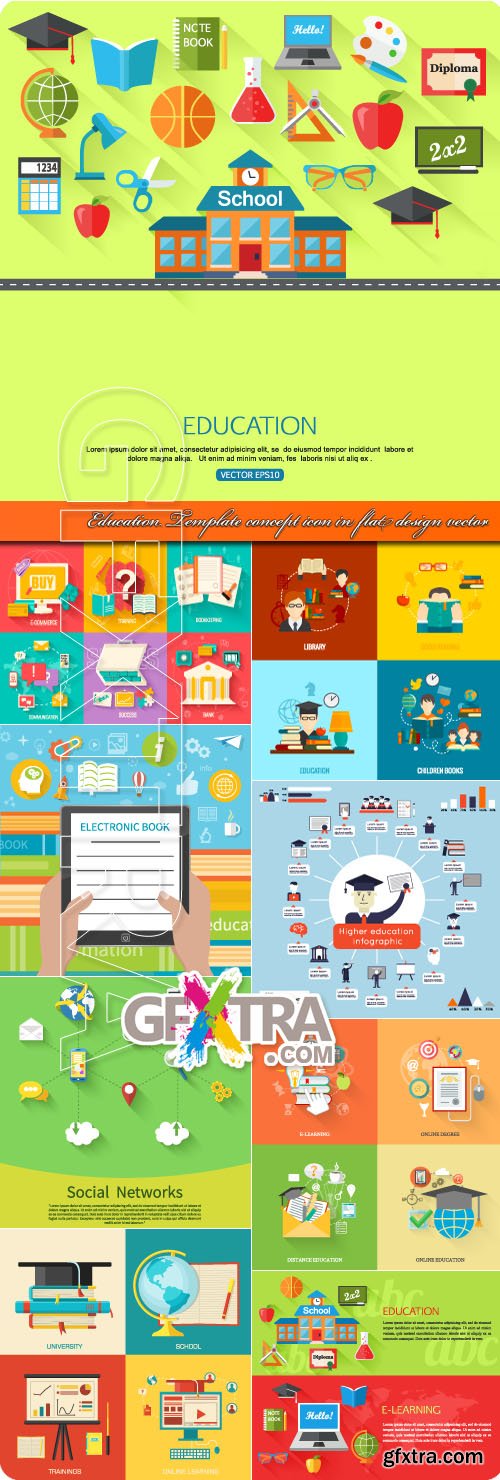 Education Template concept icon in flat design vector