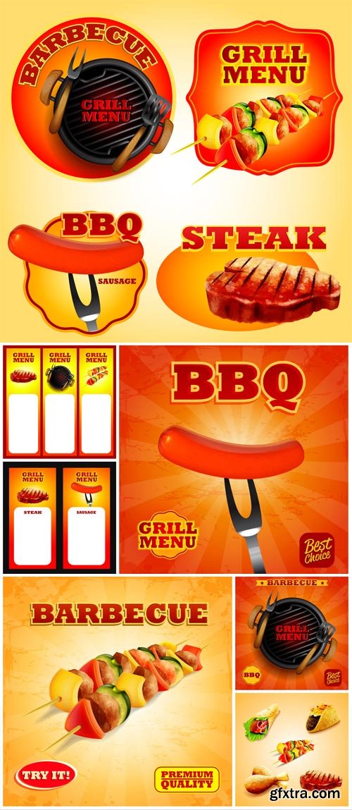 Barbecue, labels, backgrounds vector Barbecue, labels, backgrounds vector