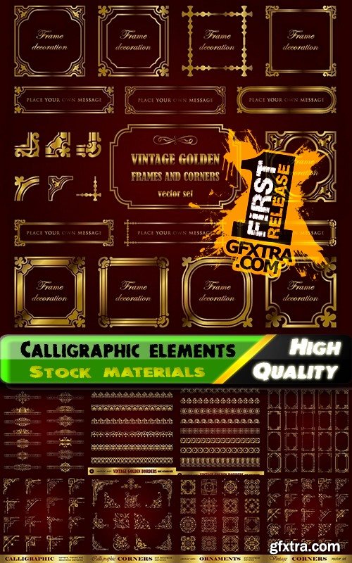 Calligraphic design elements for page decorations #22 - 25 Eps