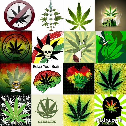 Collection of vector image marijuana-cannabis 25 Eps
