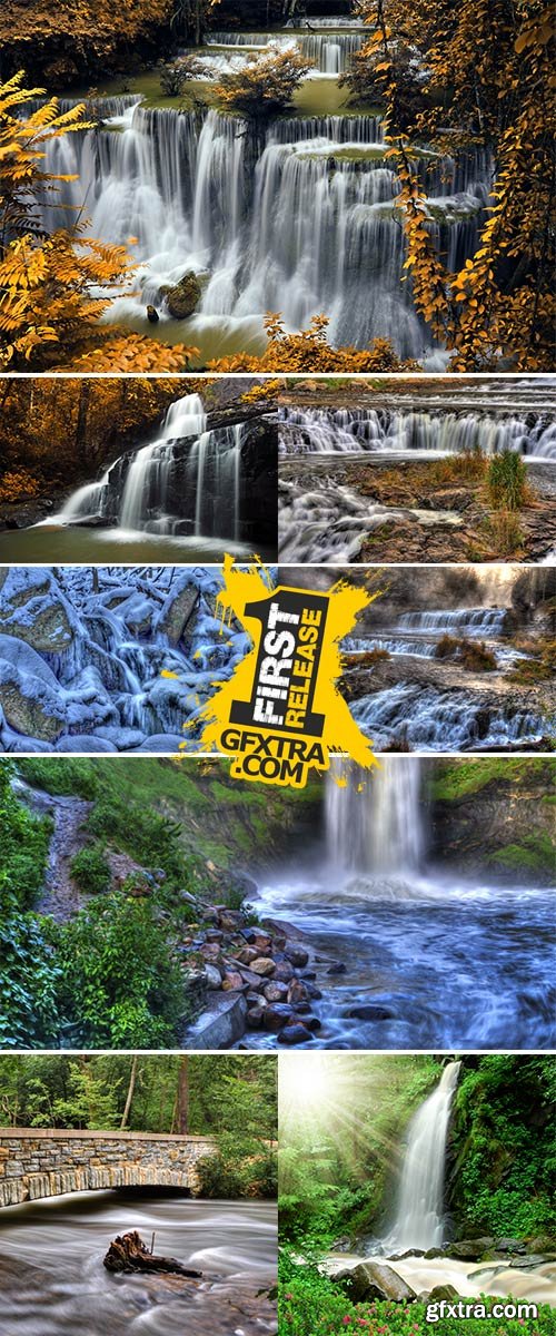 Stock Photo Colorful scenic waterfall in High Dynamic Range