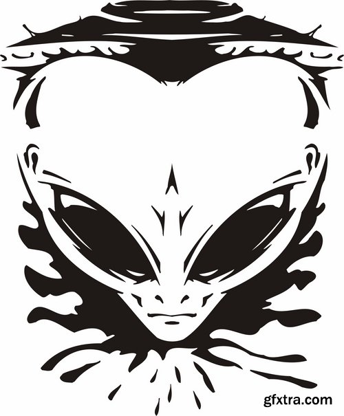 Collection of vector images of tattoos UFO 25 Eps