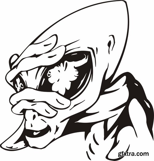 Collection of vector images of tattoos UFO 25 Eps
