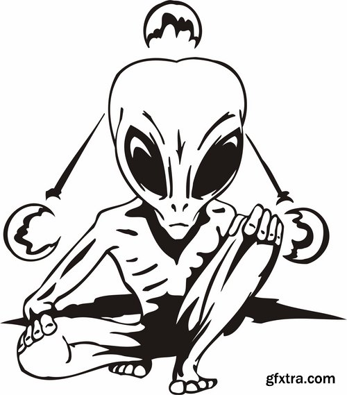 Collection of vector images of tattoos UFO 25 Eps