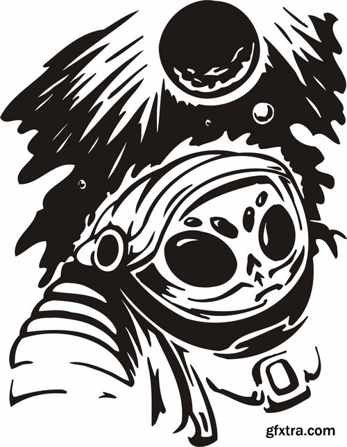 Collection of vector images of tattoos UFO 25 Eps