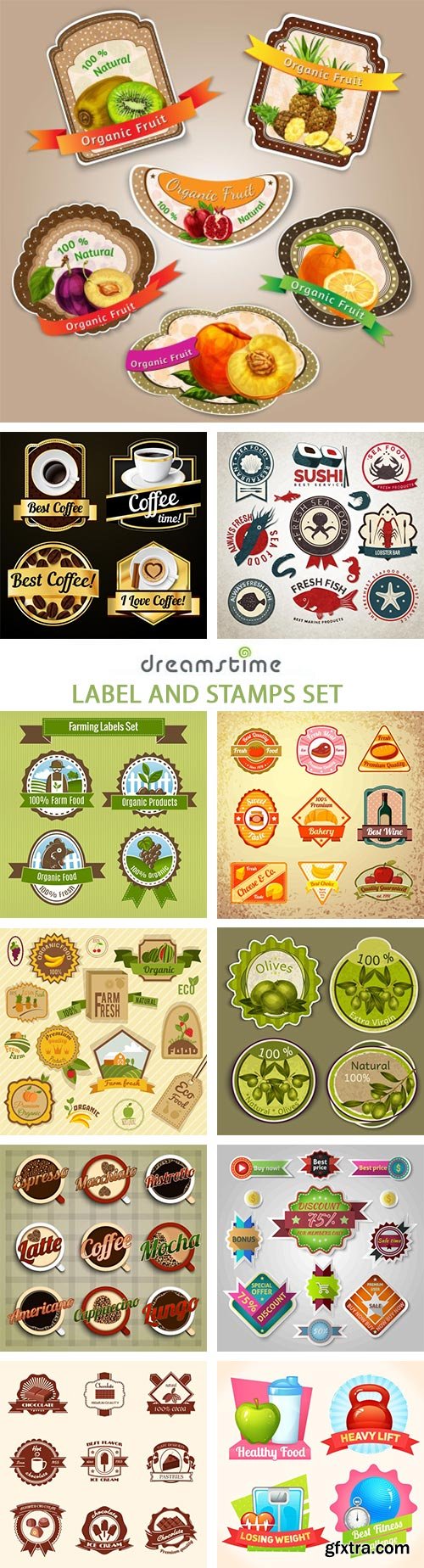 Label And Stamps Set - 25xEPS