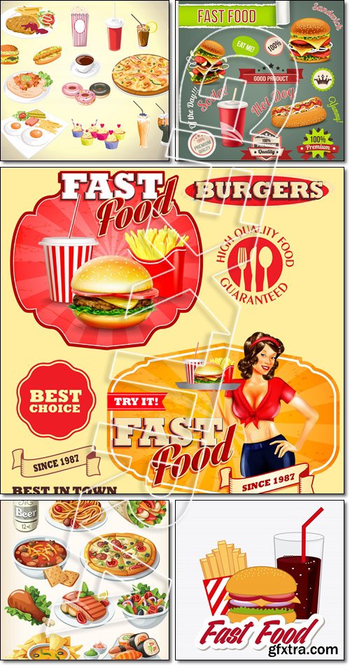 Set of traditional fast food vector set - Vector