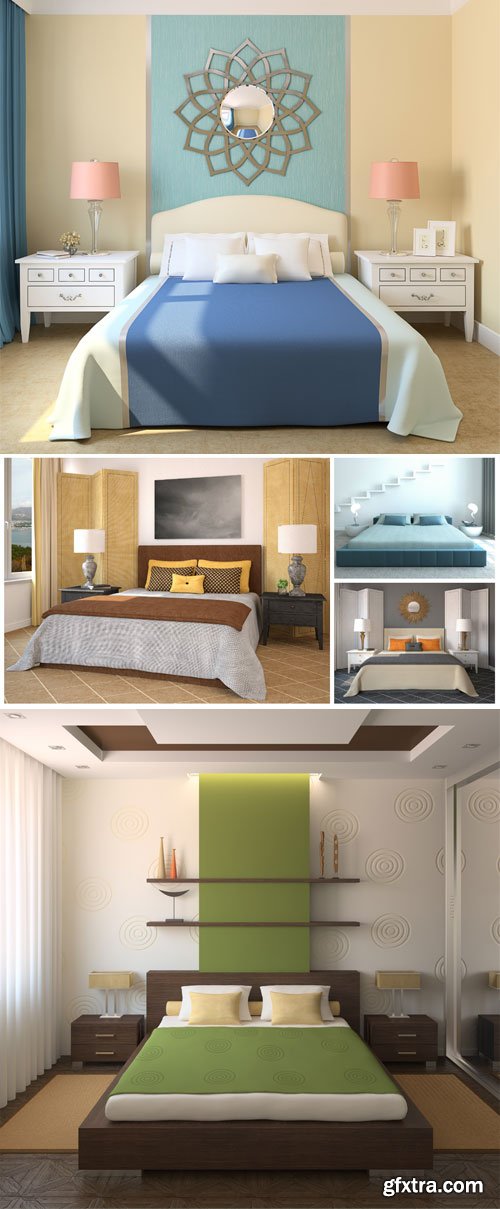 Bedroom interior, beautiful room design - stock photos Bedroom interior, beautiful room design - stock photos